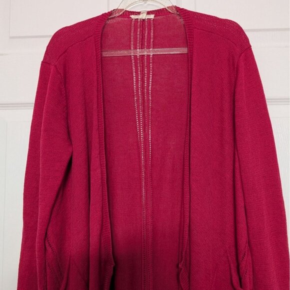 Eileen Fisher 100% Linen Cardigan Womens Size Large Pink Draped Open Front - Picture 2 of 12